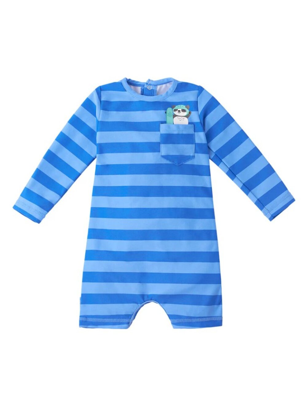 UV Skinz 12/24M Swim Romper - Panda Rugby Stripe